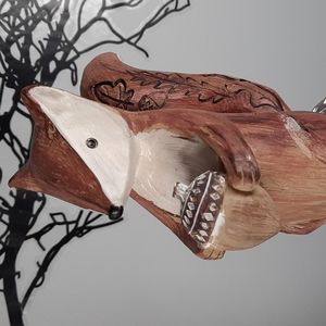 Fox Acorn Resin Statue Figure Indoor Outdoor Whimsical Nuts Cute Thanksgiving